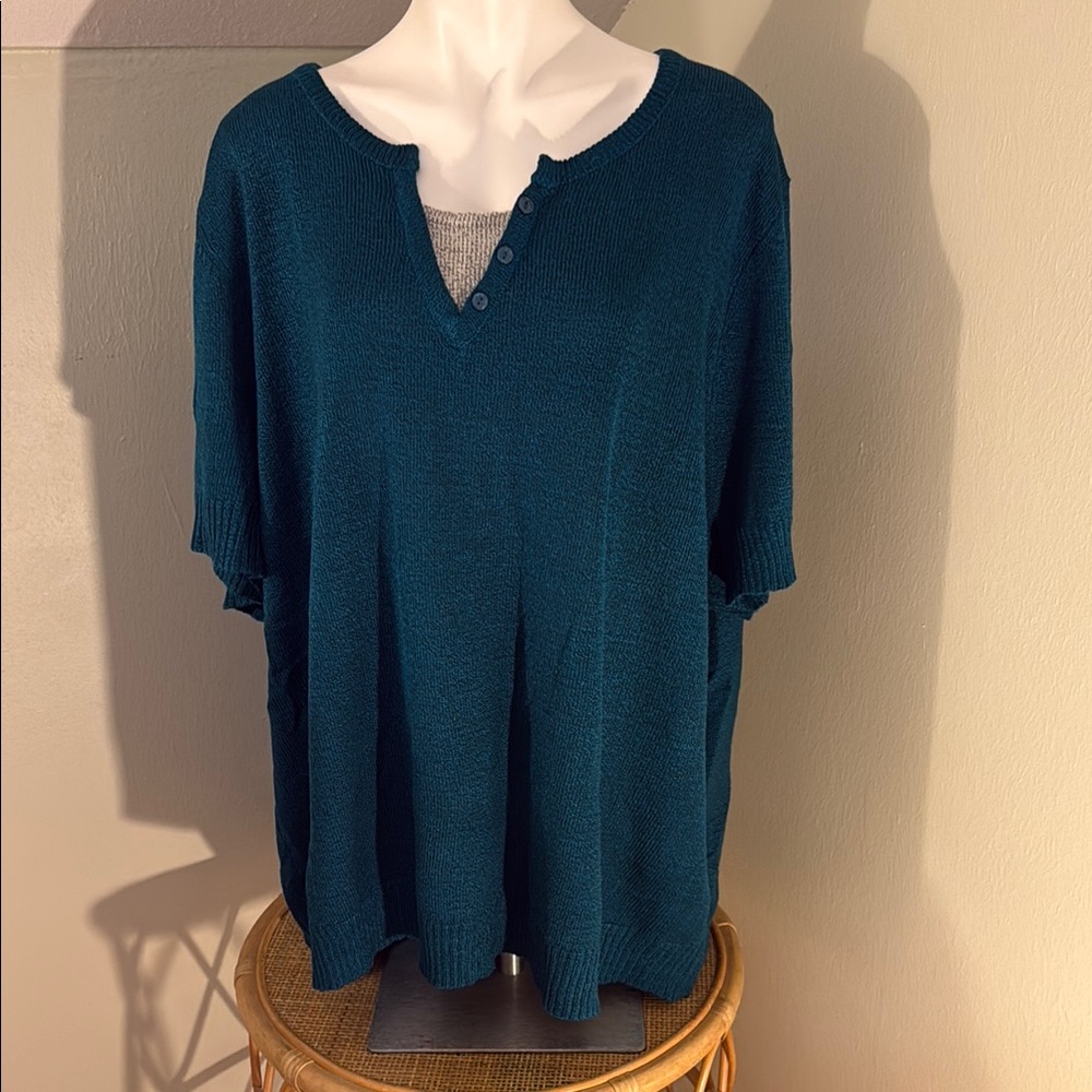 Bundle Teal, Pink Button-Front Women's short sleeve sweaters